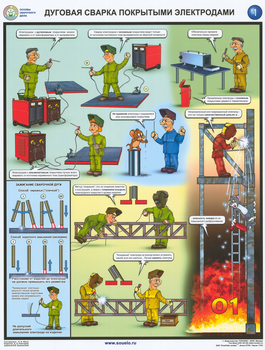 ПС39 Дуговая сварка покрытыми электродами (ламинированная бумага, А2, 3 листа) - Плакаты - Сварочные работы - Магазин охраны труда ИЗО Стиль