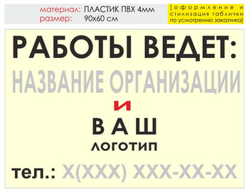 Информационный щит "работы ведет" (пластик, 90х60 см) t04 - Охрана труда на строительных площадках - Информационные щиты - Магазин охраны труда ИЗО Стиль